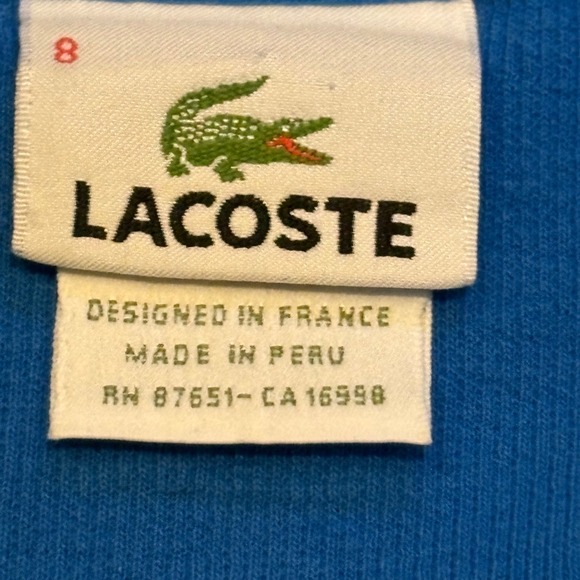 Lacoste Quarter Zip Sweatshirt Mens 8 XXL Blue Excellent F8330 Pullover - Picture 6 of 6